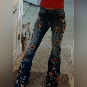 Free People Driftwood embroidered jeans